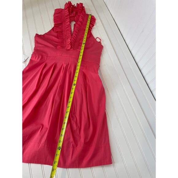 NWT BCBG Max Azria Chomisee Dress Geranium Woven Cotton Halter Ruffled Size 12 - Picture 5 of 8